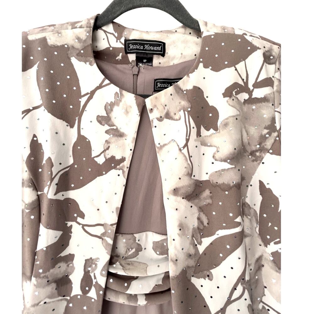 Jessica Howard Two Piece Dress‎ Beige 8p knee length